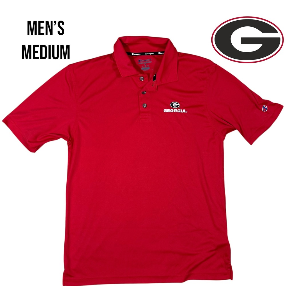 Georgia‎ Bulldogs Champion Polo Shirt Men's Medium Red NCAA Collared Golf